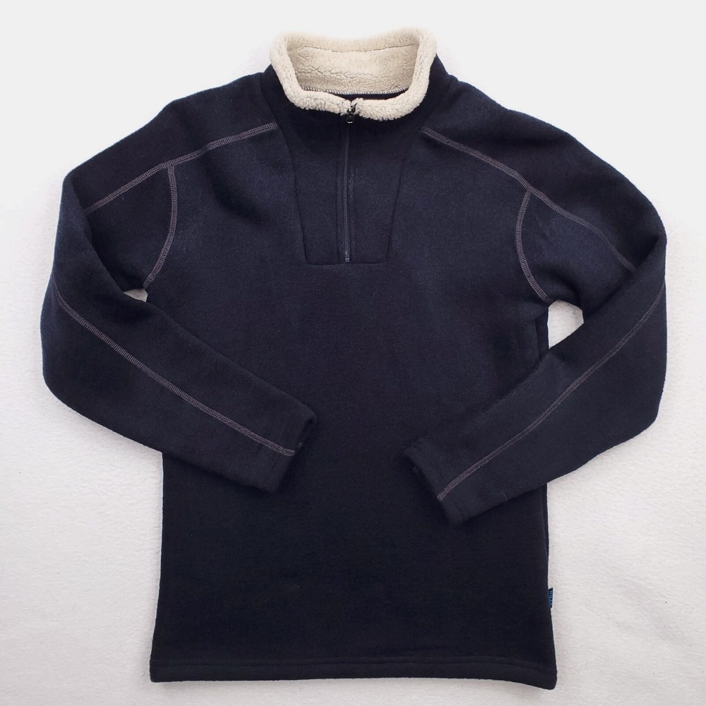 Kuhl Sweater Boys Large Navy Blue Europa Quarter Zip Fleece Pullover Mock Jacket